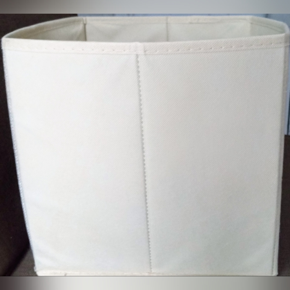2/$10 Neutral Beige Weave Front Fabric Collapsible Storage Bin - Picture 7 of 9